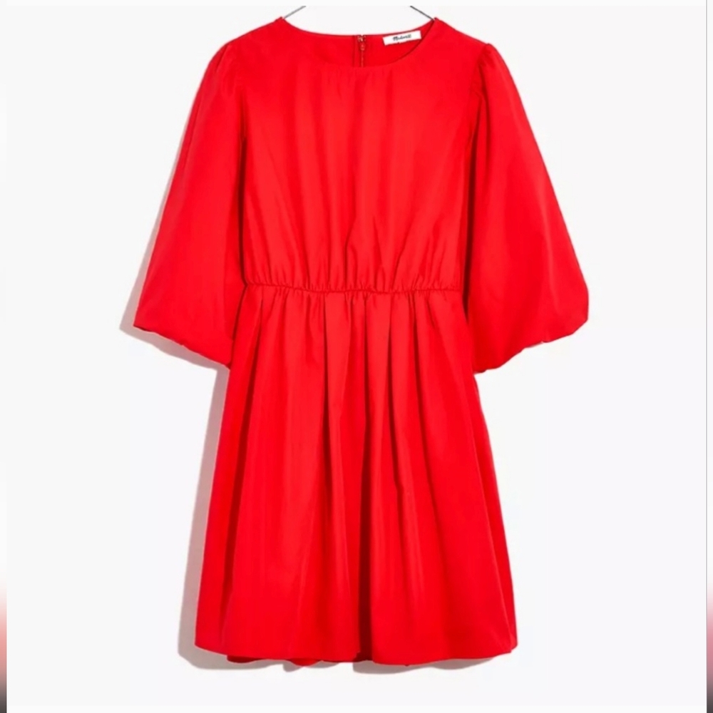 Madewell Bubble Sleeve Mini Dress in Poppy, Size 4